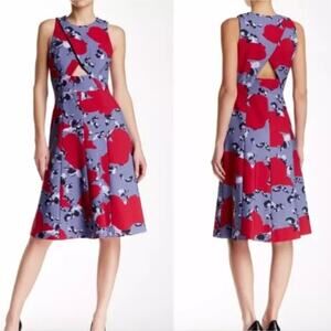 Thakoon Lavender and Red Floral Midi Dress